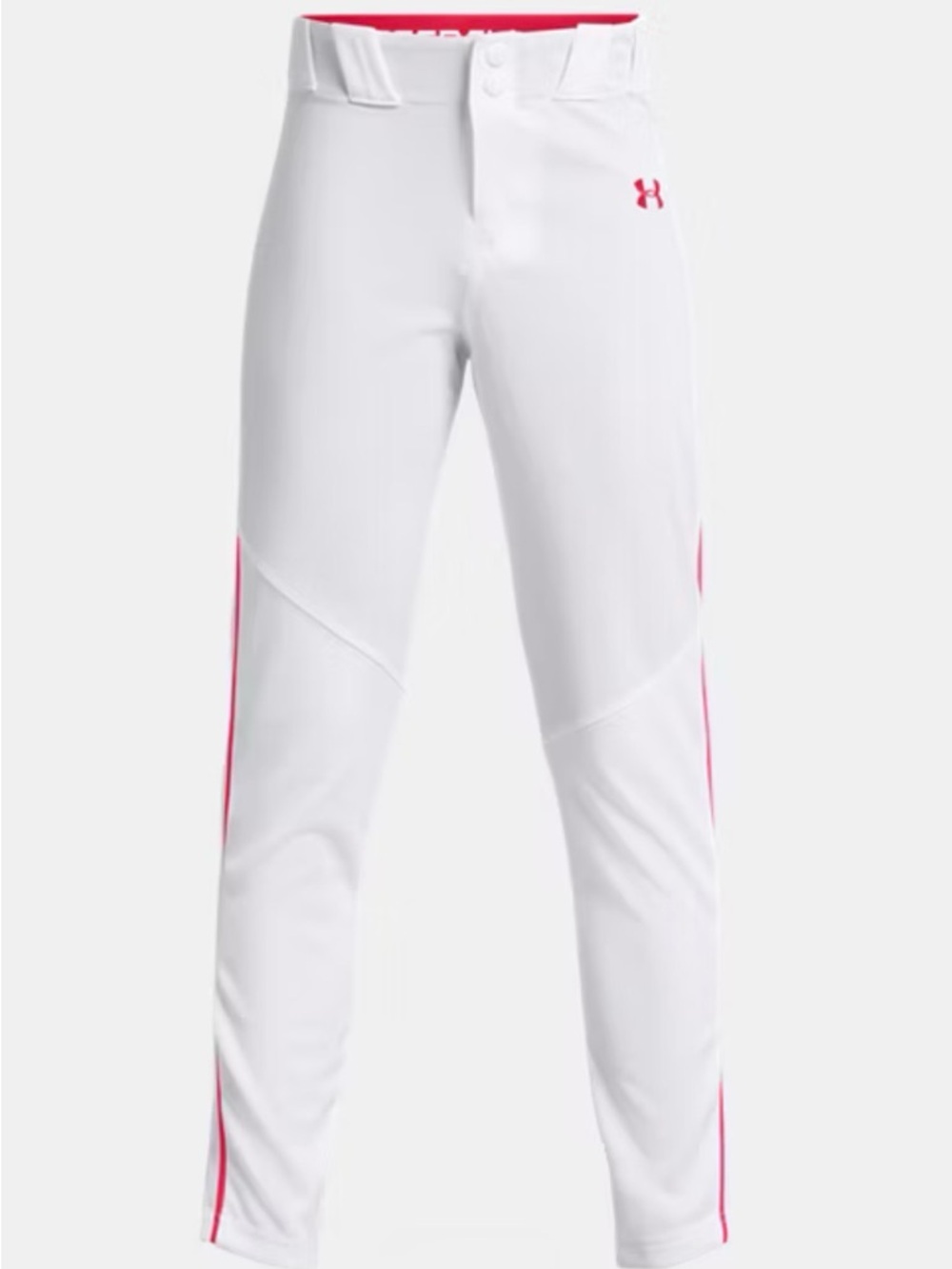 NWT Under Armour White Baseball Pants with Red Trim